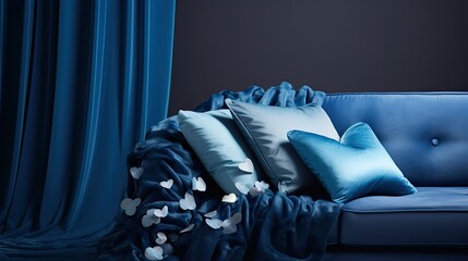 couch blue valentines background