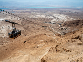 Cable car to Masada over the desert