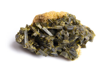 Semi-Transparent Green Epidote Crystal - Collection and Magic Concept, Metaphysical Healing. Handmade Photograph, Selective Focus, Not AI