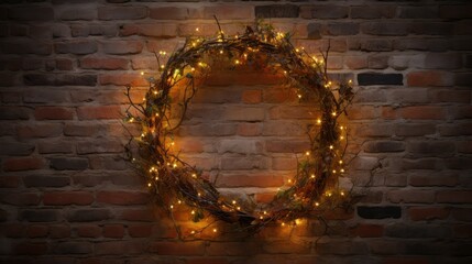 branches wreath with lights