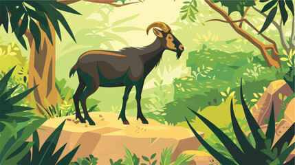 Wild goat in zoological garden style vector design