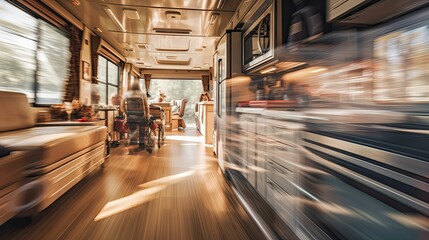 activity blurred rv interior