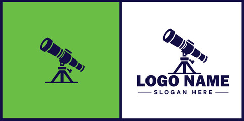 telescope icon Spyglass Optics Observatory flat logo sign symbol editable vector