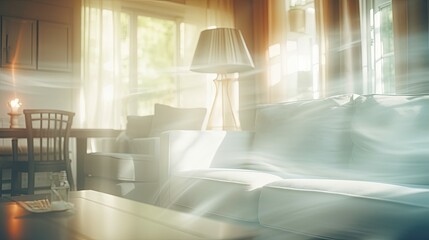 Fototapeta premium ambiance blurred living room home interior