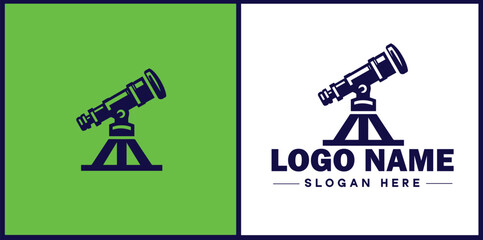 telescope icon Spyglass Optics Observatory flat logo sign symbol editable vector