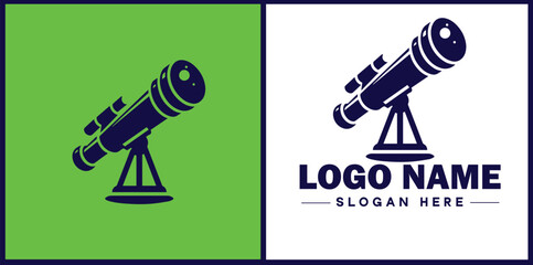 telescope icon Spyglass Optics Observatory flat logo sign symbol editable vector