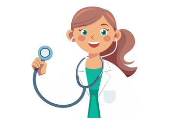 Fototapeta premium Close up of smiling mature woman cardiologist showing to camera stethoscope Assessing patient health listen internal body sounds check health condition of heart or lungs measure of blood pressure