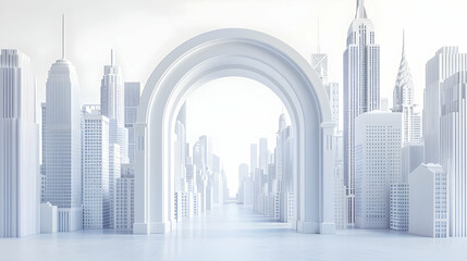 3D Flat Icon of Achievement Arch Leading to Financial Success and Innovation - Gateway to Business Achievements