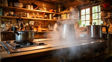 cooking blurred cabin interior