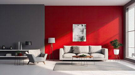 interior red gray white background