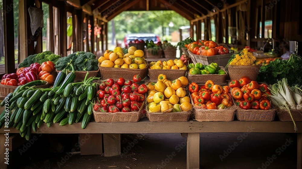 Poster market summer oranic farm