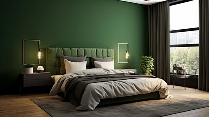 Fototapeta premium design dark green bedroom