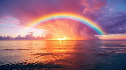 pink sun and rainbow