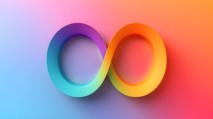 World Autism Awareness Day concept with an infinity rainbow symbol sign on a colorful background, showing support and solidarity for the autism community.