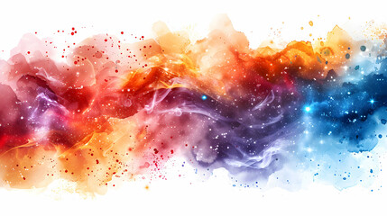 3D Flat Icon: Galactic Watercolors Soft Watercolor Renditions of Galaxies and Cosmic Phenomena in Financial Growth and Innovation Abstract Theme on Isolated White Background
