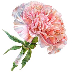Groom's boutonniere watercolor clipart, single flower, typically a rose or carnation, isolated on white, adding a touch of elegance.