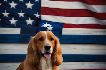 Patriotic Pup: American Cocker Spaniel Poses with Flag