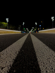 Deserted road in the dark night