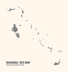 Bahamas Map Vector Hexagonal Halftone Pattern Isolate On Light Background. Hex Texture in the Form of a Map of Bahamas. Modern Technological Contour Map of Bahamas for Design or Business Projects