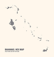 Fototapeta premium Bahamas Map Vector Hexagonal Halftone Pattern Isolate On Light Background. Hex Texture in the Form of a Map of Bahamas. Modern Technological Contour Map of Bahamas for Design or Business Projects