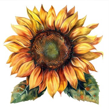 watercolor sunflower vibrant petals isolated