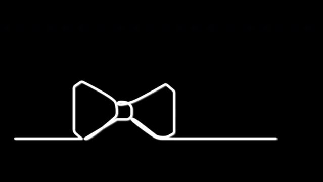 Bow tie outline self drawing animation. Fathers Day holiday concept. Black background.