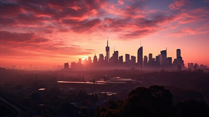 Fototapeta premium skyline pink sunrise