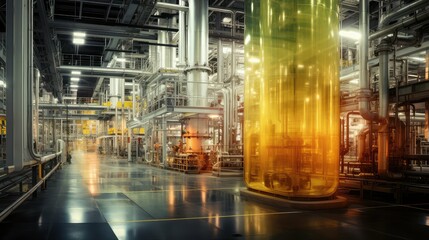 equipment blurred chemical plant interior
