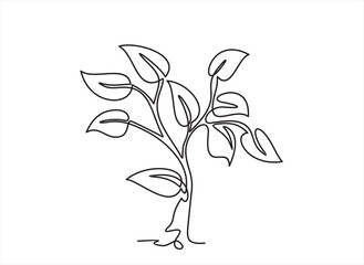 Abstract tree in continuous line art drawing style. Minimalist black linear sketch isolated on white background. Vector illustration © mitay20