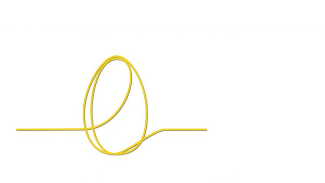 Egg, easter egg outline self drawing animation.	Yellow golden line animated on white background.