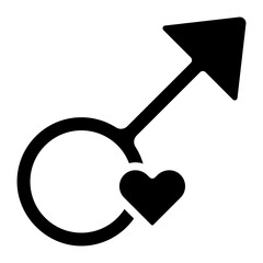 masculine symbol with love sign glyph icon