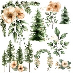 watercolor clip art set