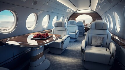 modern blurred business jet interior