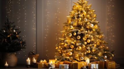 Fototapeta premium living christmas tree yellow