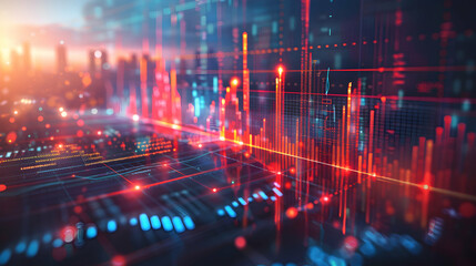 Abstract Capital: Digital Financial Charts Interlaced with Abstract Designs, Symbolizing Capital Growth and Innovation in Finance