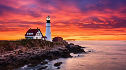 Naklejka premium sunsky portland head light