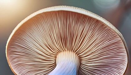 a macro shot of a mushroom s cap reveals the delicate texture and patterns that make it unique