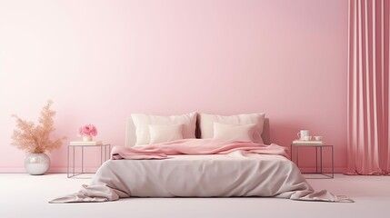 bed pink room mockup