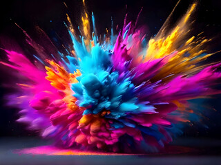 Abstract colored powder splashes, beautiful pastel explosions.