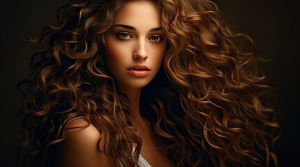 cascade curly brown hair