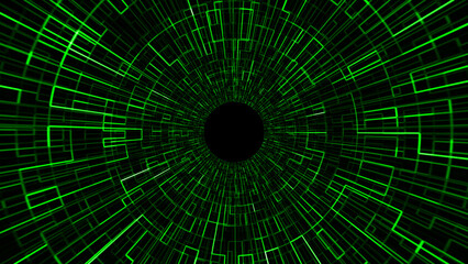 Motion graphics black hole digital particle background. illustration