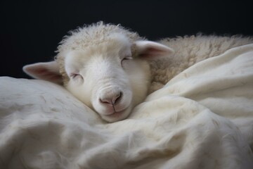 Calming Sheep sleep cloud white. Fun comic lamb snooze wool. Generate Ai