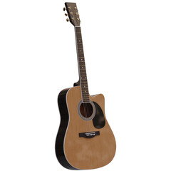 3d render acoustic guitar with stand with transparent background