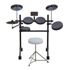 3d render electronic drum kit with transparent background