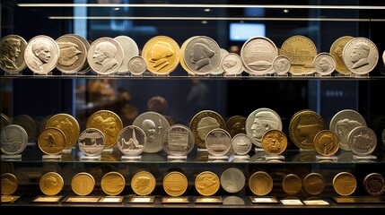 glass gold and silver coin