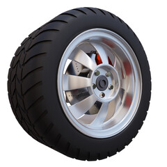 3d render large car tire with transparent background