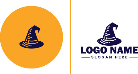 Wizard hat icon Sorcerer's hat Mage hat Pointed hat flat logo sign symbol editable vector