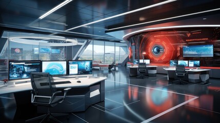 Obraz premium computer office interior mockup