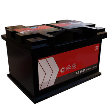 3d render car battery with transparent background