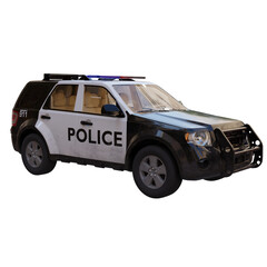 3d render police car with transparent background